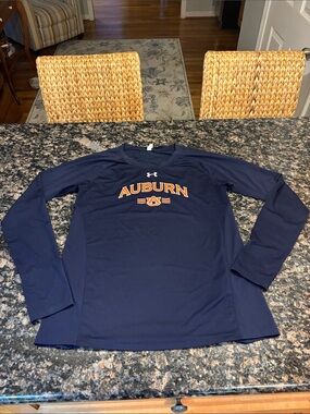 Under Armour Navy Long-Sleeve Auburn Performance Shirt with Orange Logo